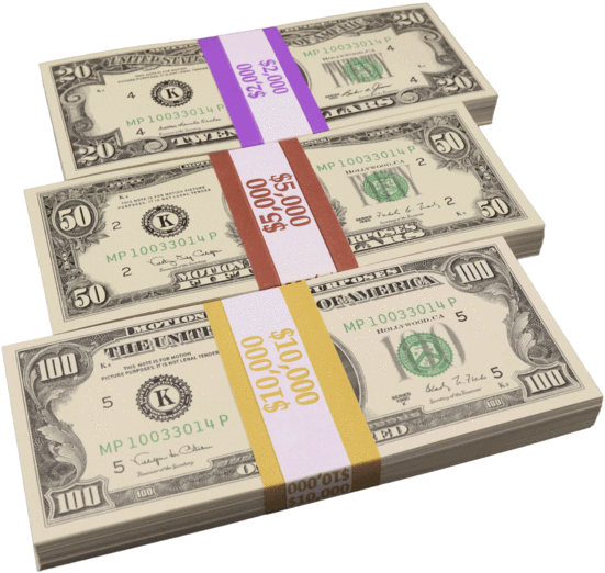 Stacked U S Currency Bundles PNG