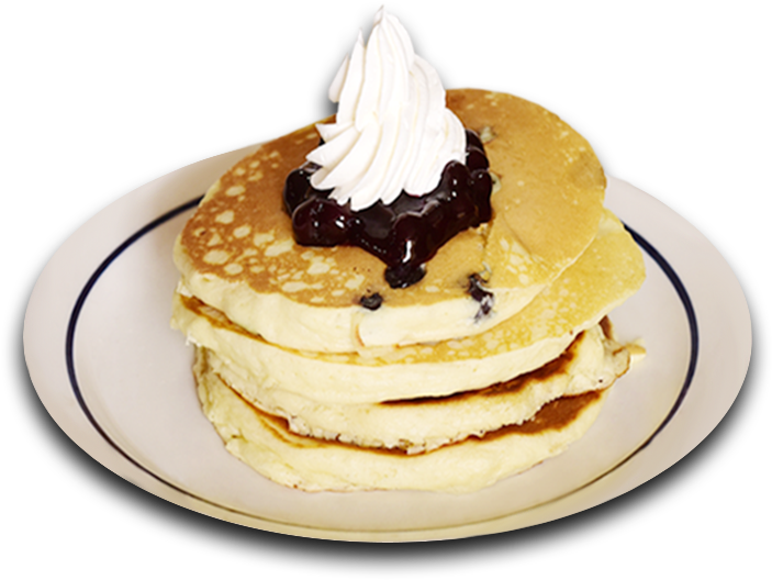 Stackof Pancakeswith Whipped Creamand Chocolate Topping PNG