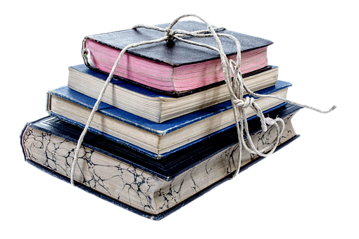 Stackof Vintage Books Tiedwith String PNG