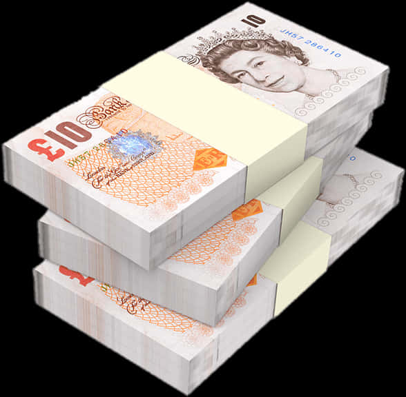 Stacks Of Ten Pound Notes - British Money Png, Transparent Png PNG