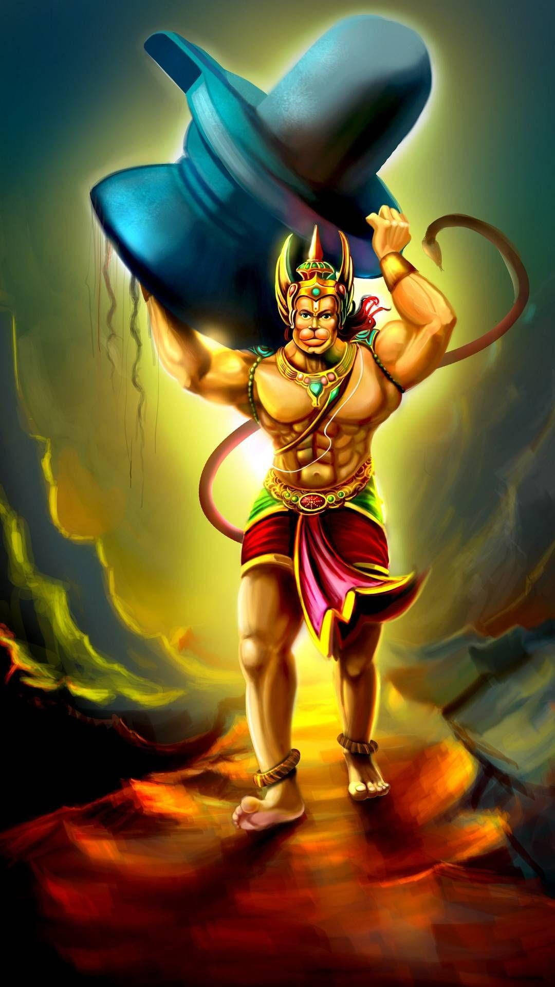 Stærk Hinduistisk Gud Hanuman-telefon Wallpaper