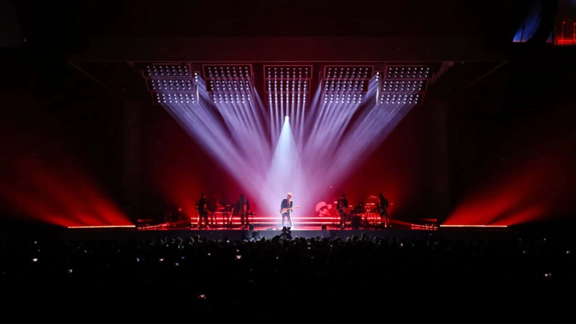Bruno Mars On Red Stage Background