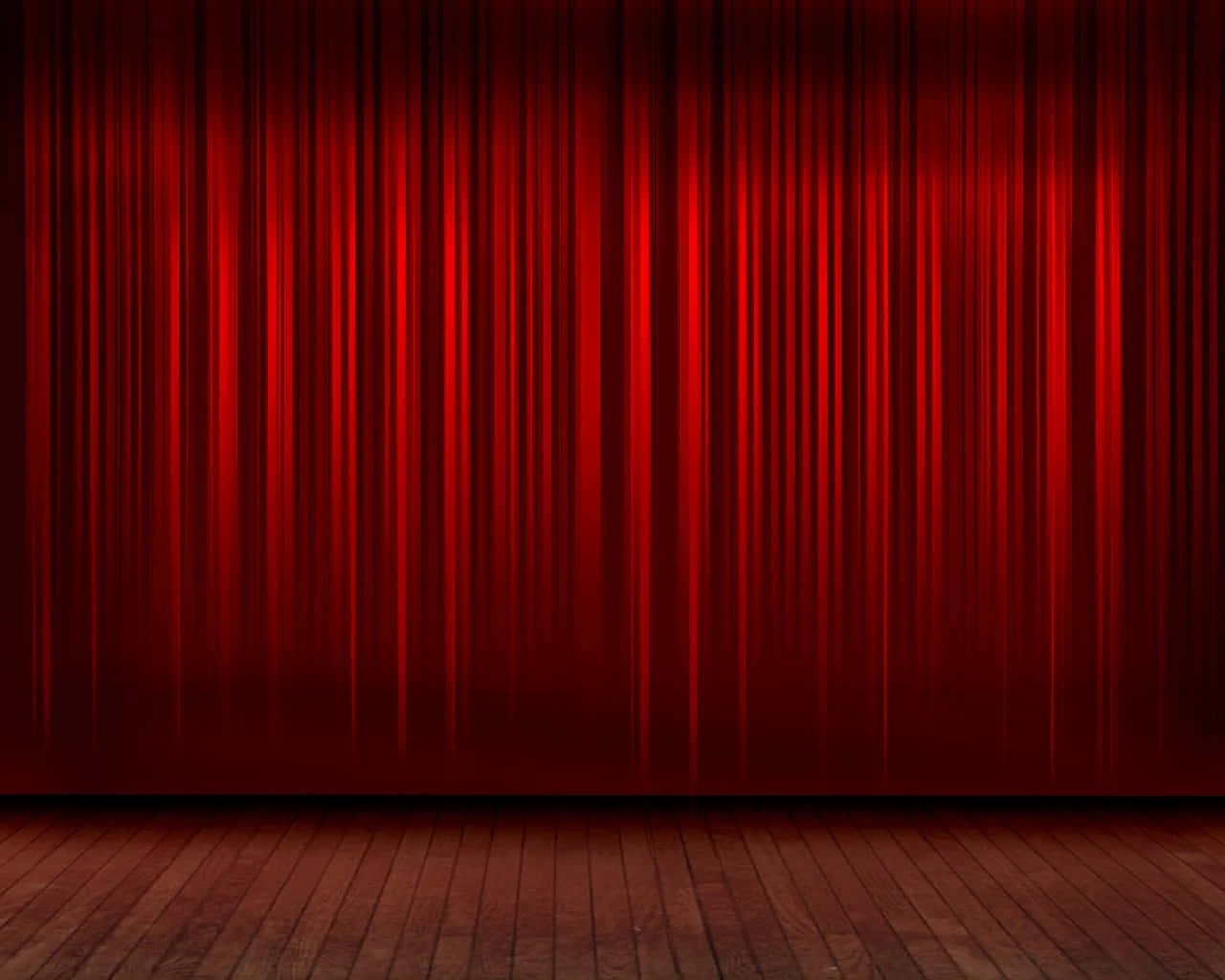 Stage With Vivid Red Curtain Background