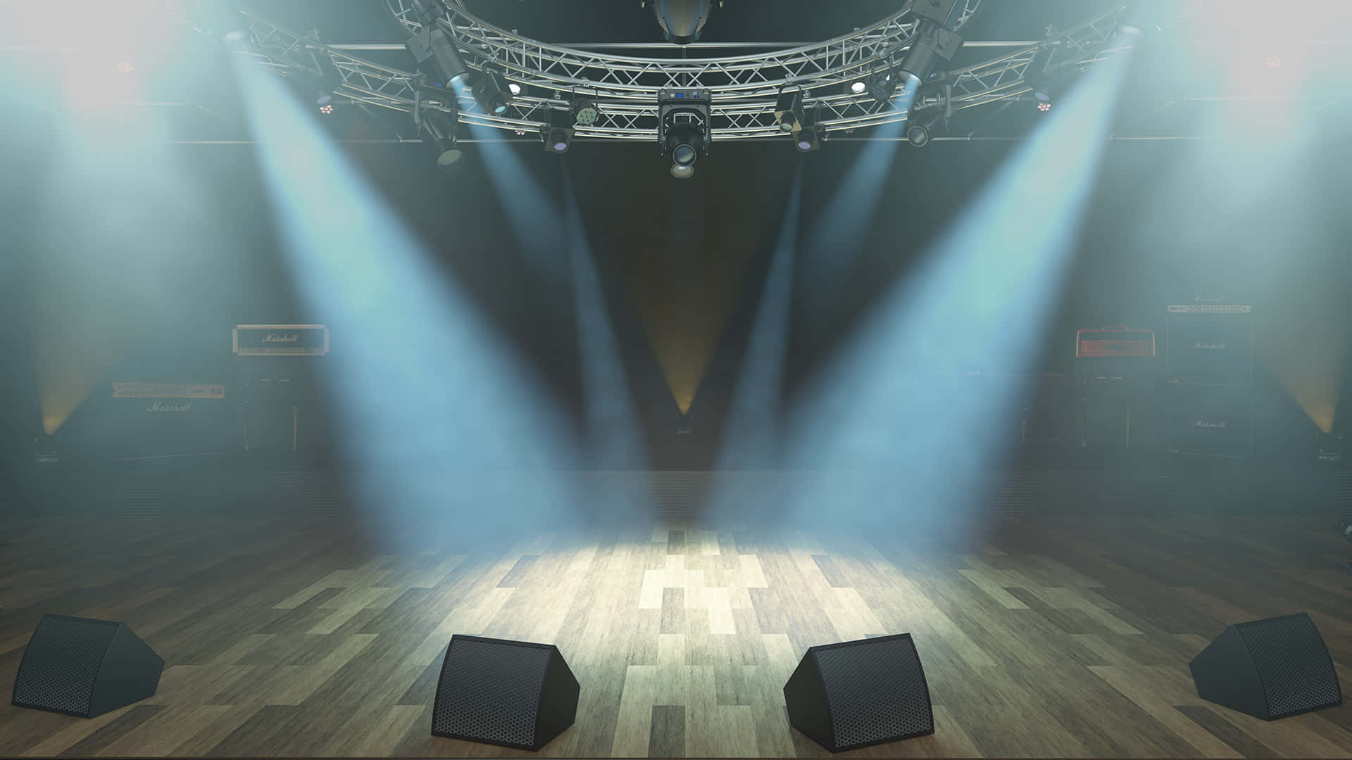 Stage With Lighting Metal Truss Background