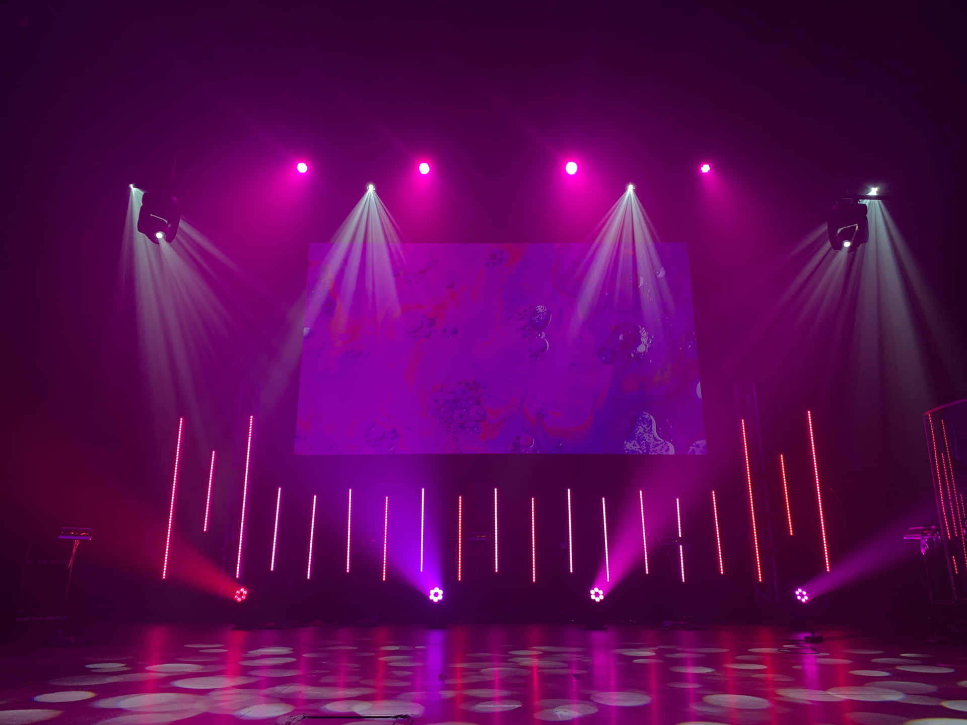 Dark Stage With Pink Lightings Background
