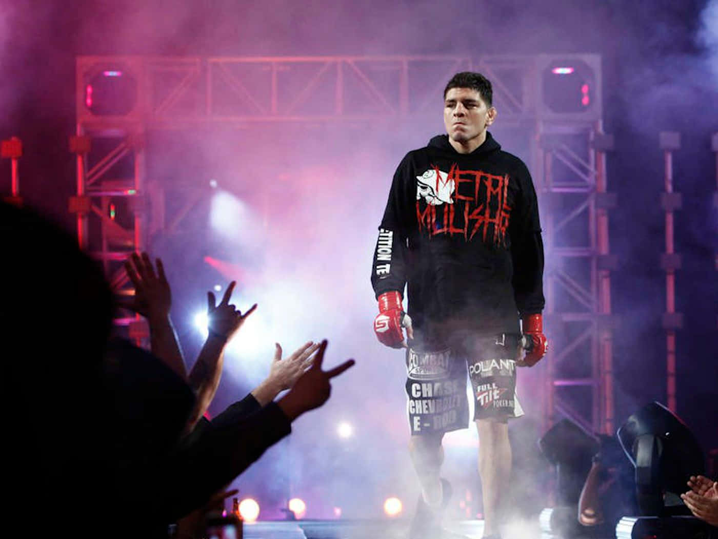 Nick Diaz Making His Marked Entrance in Mixed Martial Arts Wallpaper
