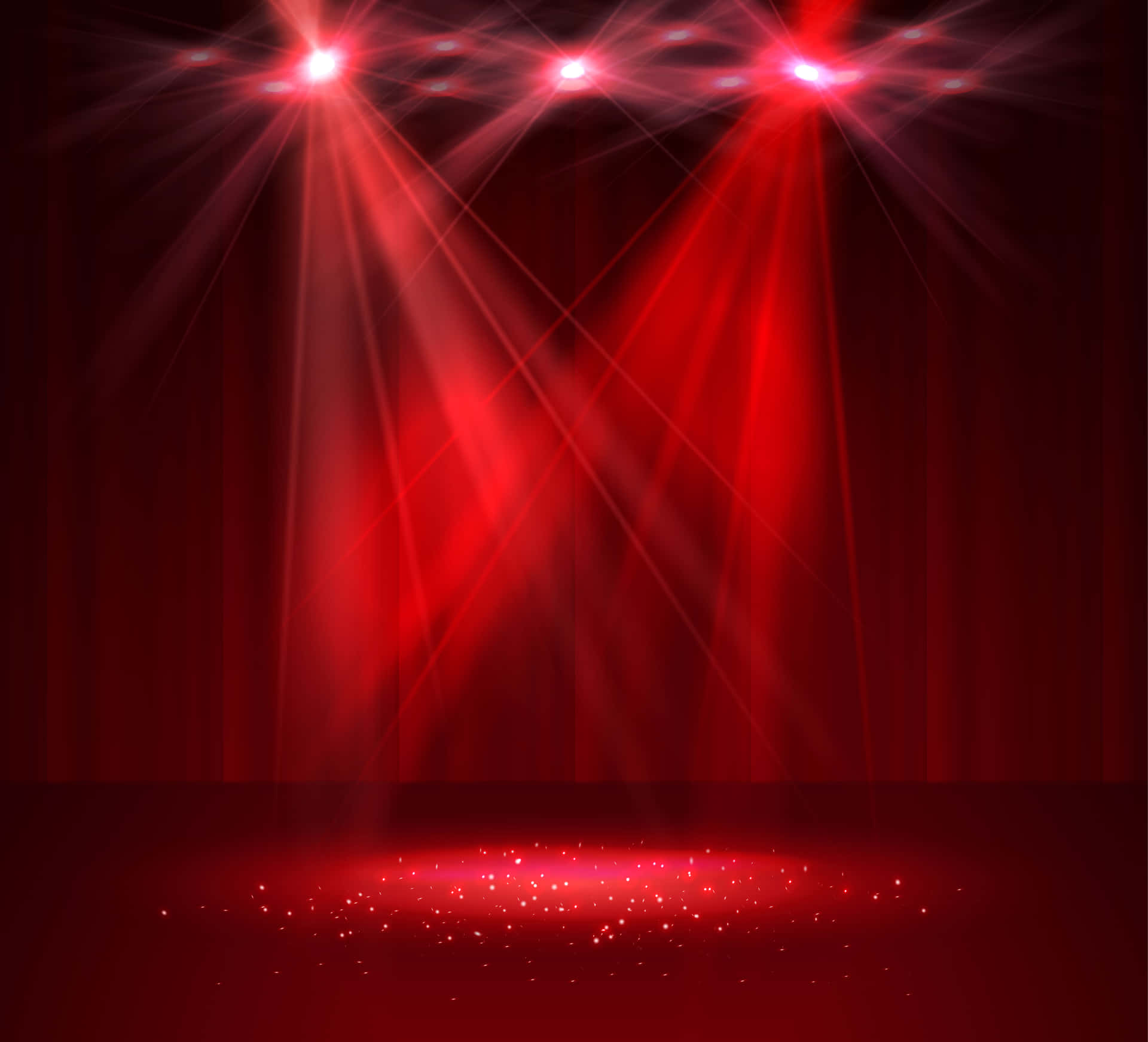 Stage With Red Spotlights On A Dark Background