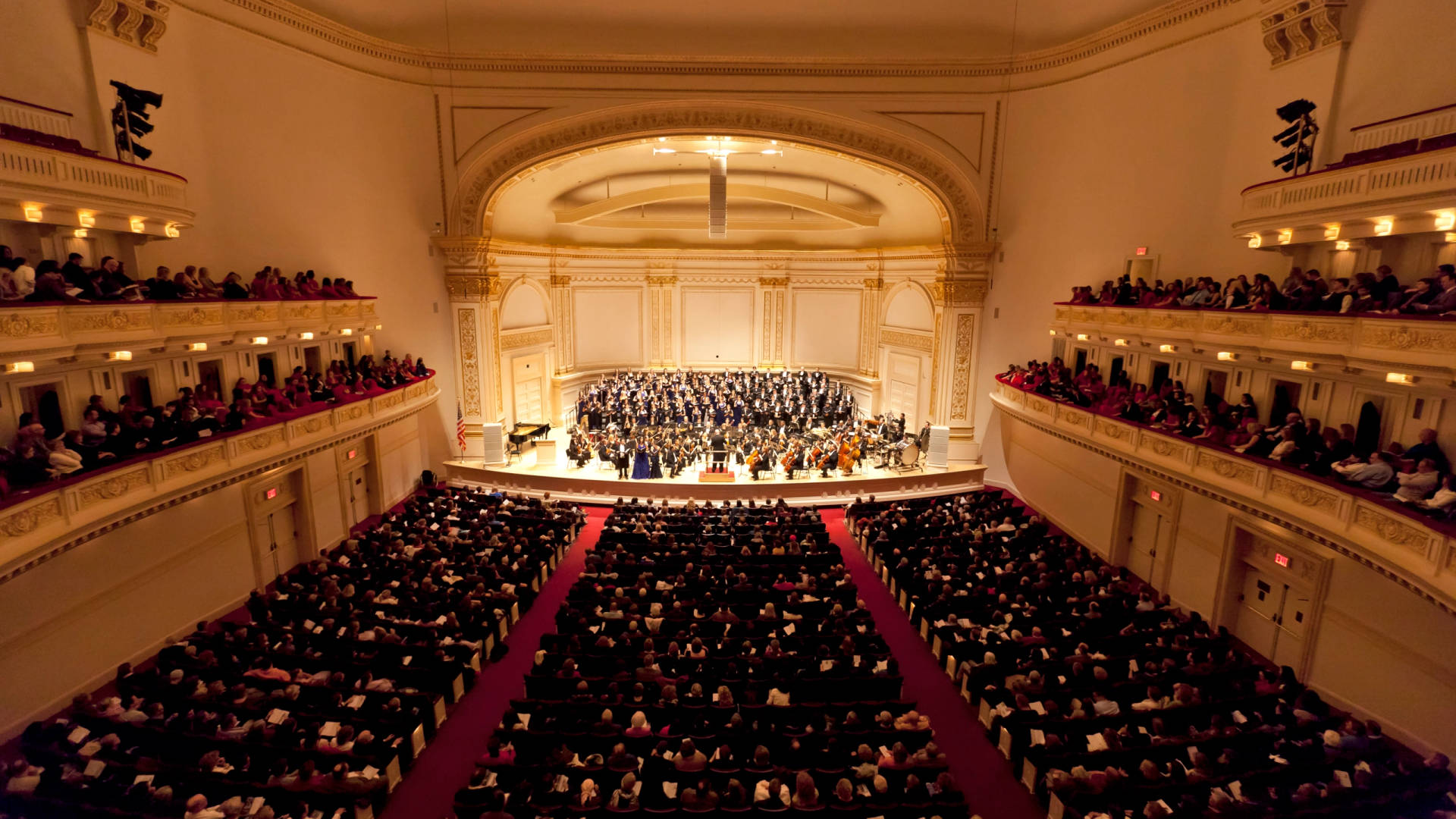Prestazionesul Palco Al Carnegie Hall. Sfondo
