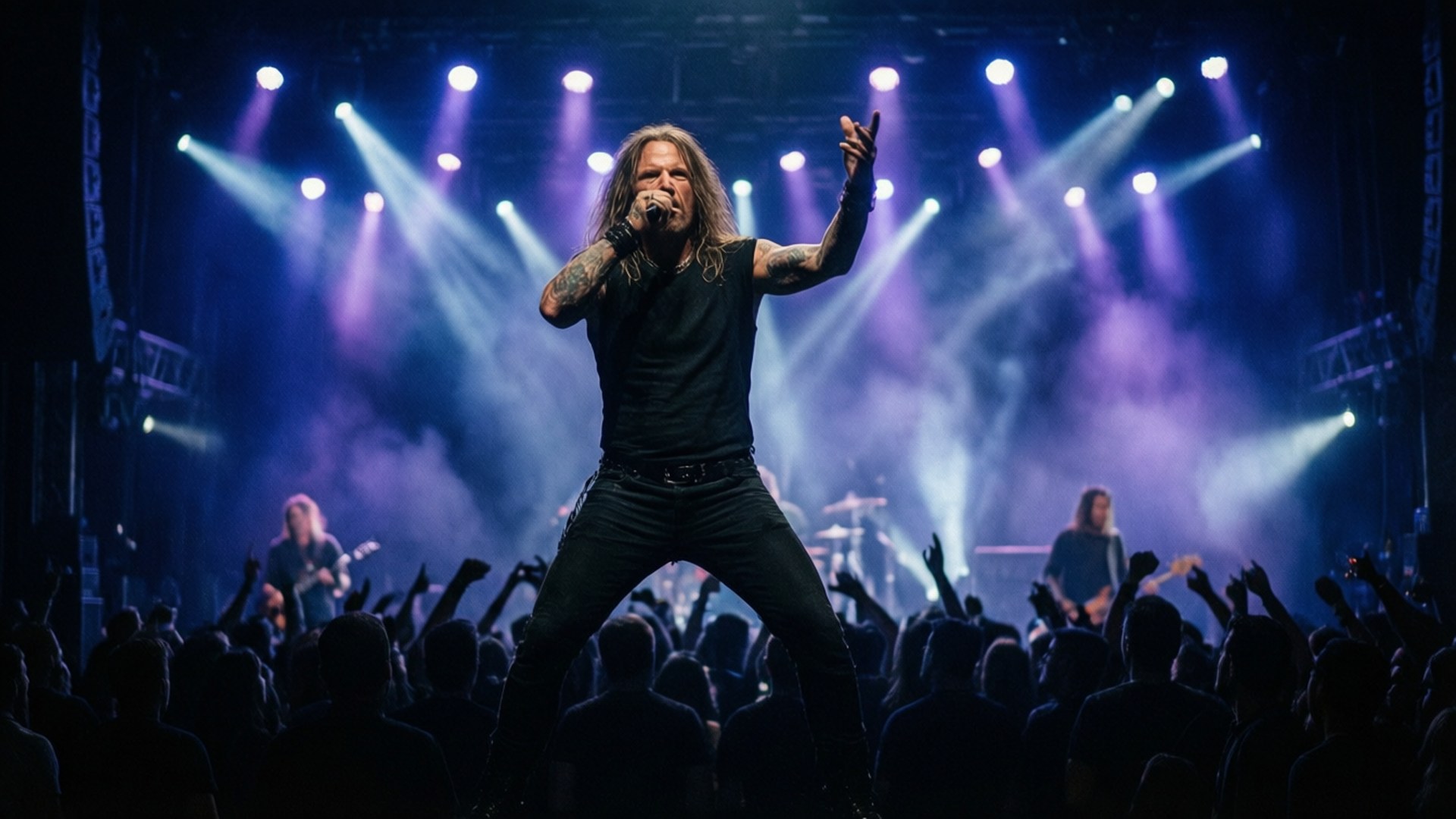 Performance de Palco Dramática Papéis de Parede — Rod Wave ao vivo em concerto com iluminação dramática e silhueta da multidão.