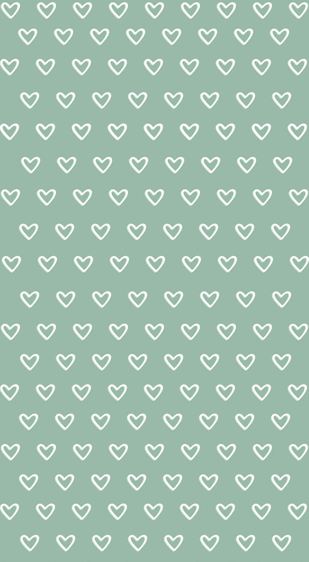 Versetzteweiße Herzen Auf Süßem Salbeigrünem Hintergrund Wallpaper