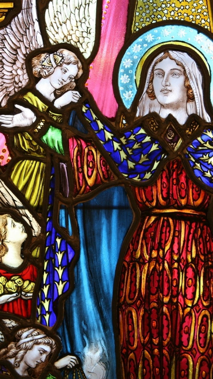 Stained Glass Angels And Saints.jpg Wallpaper