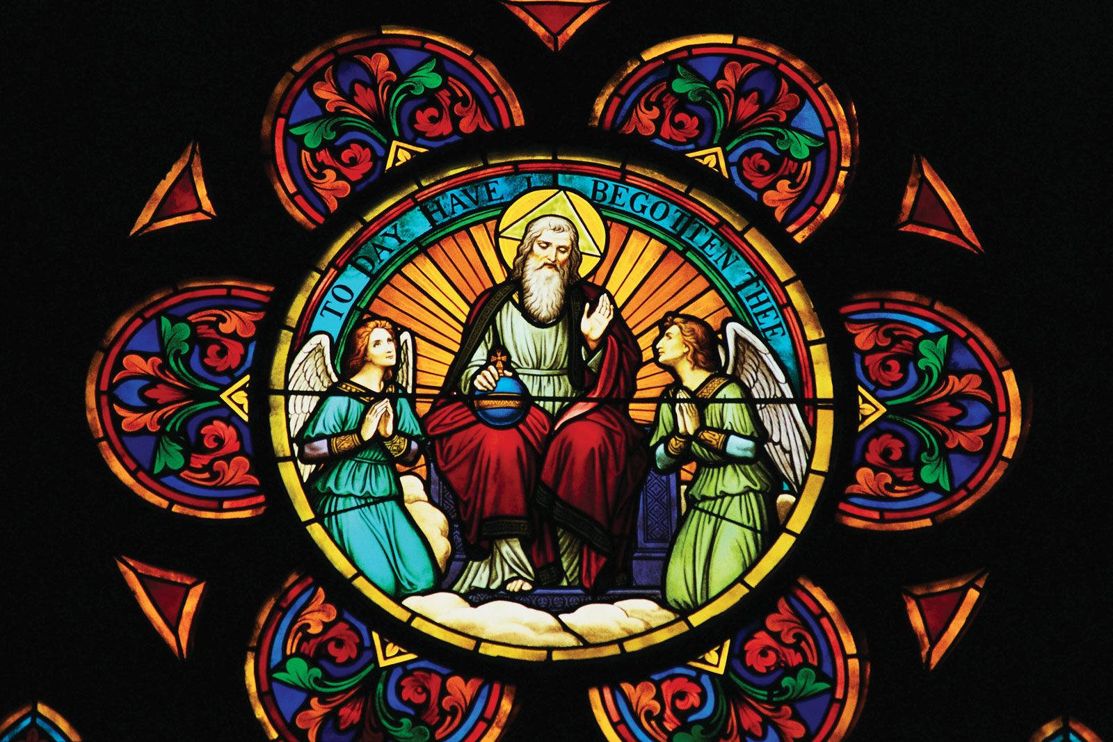 Stained-glass Art Of God The Father In The Christianity Belief Wallpaper