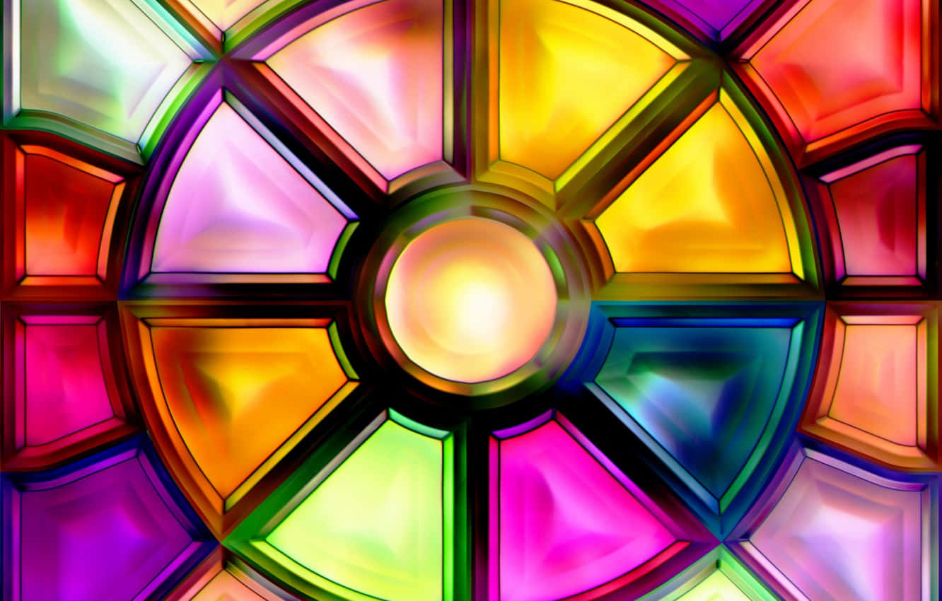 A Colorful Stained Glass Window With A Circular Shape