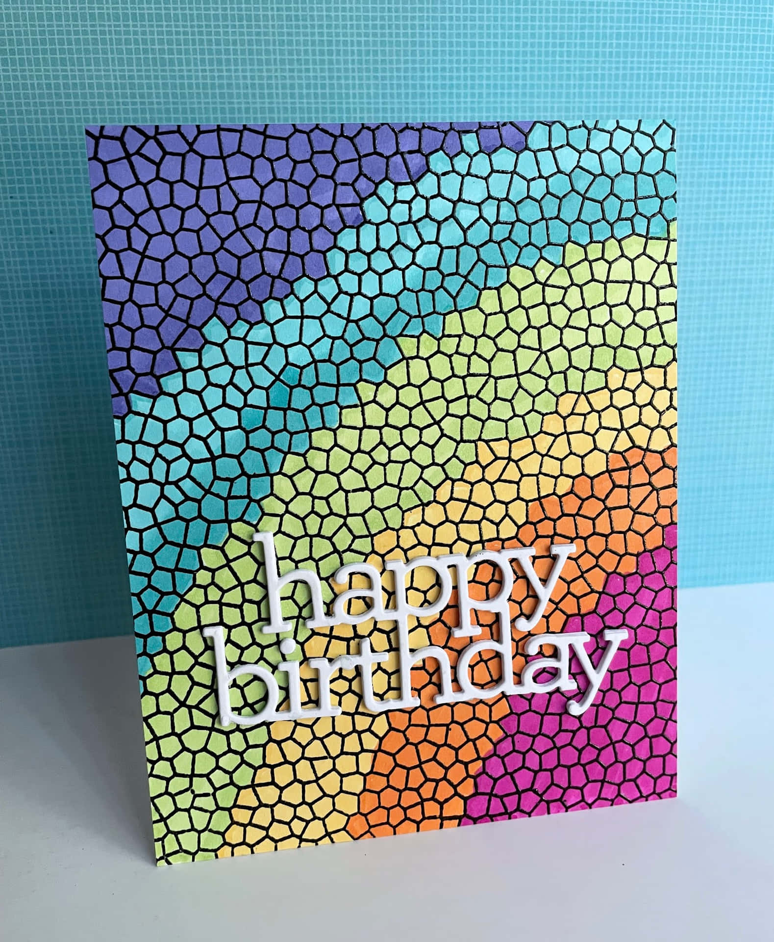 A Rainbow Birthday Card With The Word Happy