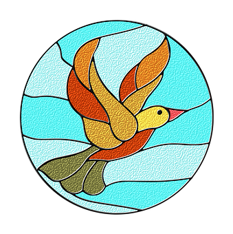 Stained Glass Bird Artwork PNG