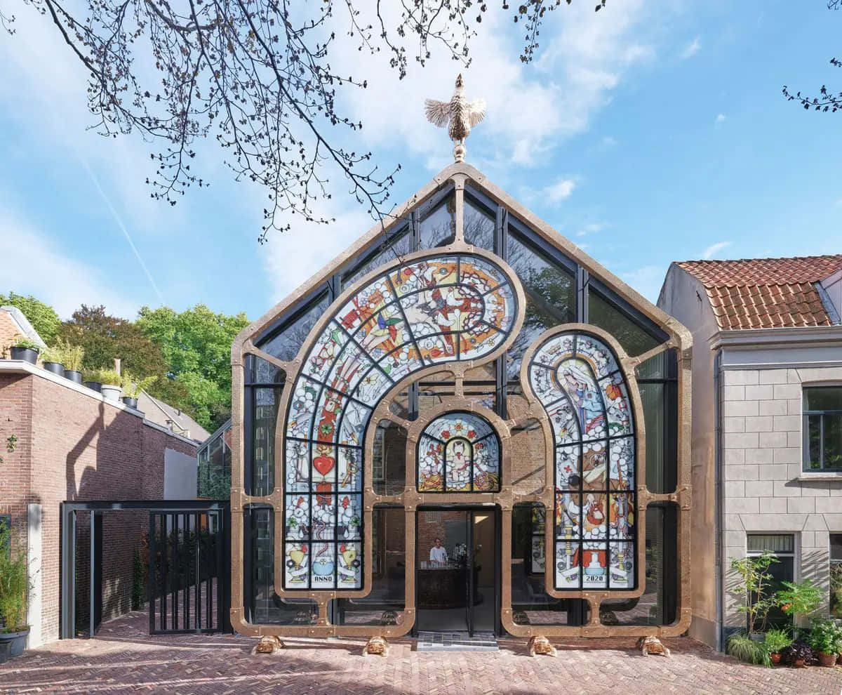 Stained Glass Facade Dordrecht Building Wallpaper