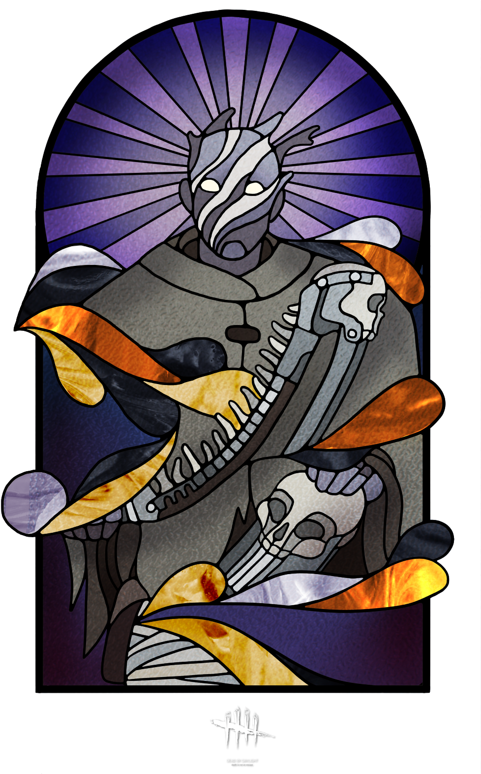 Stained Glass Horror Artwork PNG