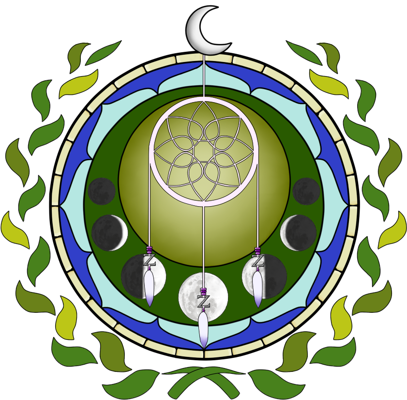 Stained Glass_ Crescent Moon And Seed Of Life.png PNG