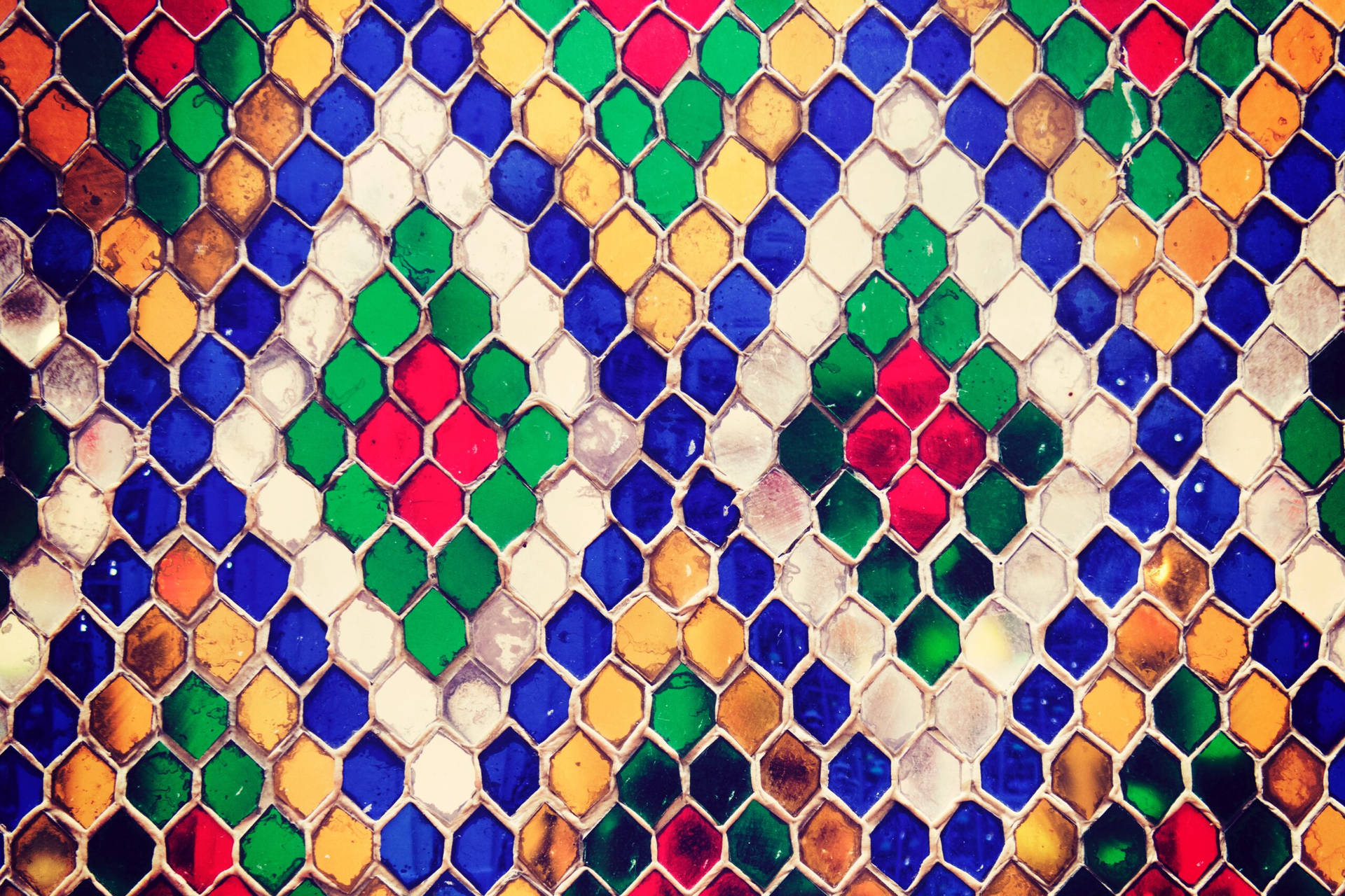 Stained Hexagonal Mosaic Wallpaper