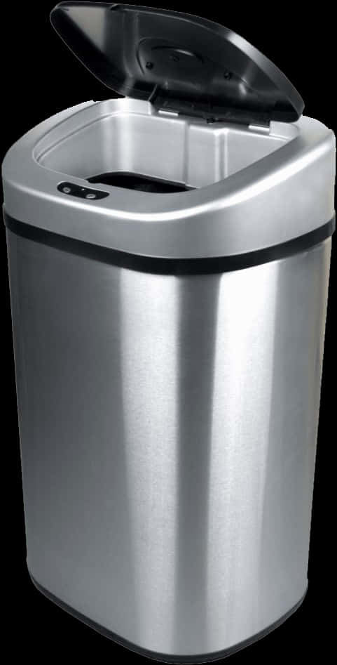 Stainless Steel Automatic Trash Can PNG