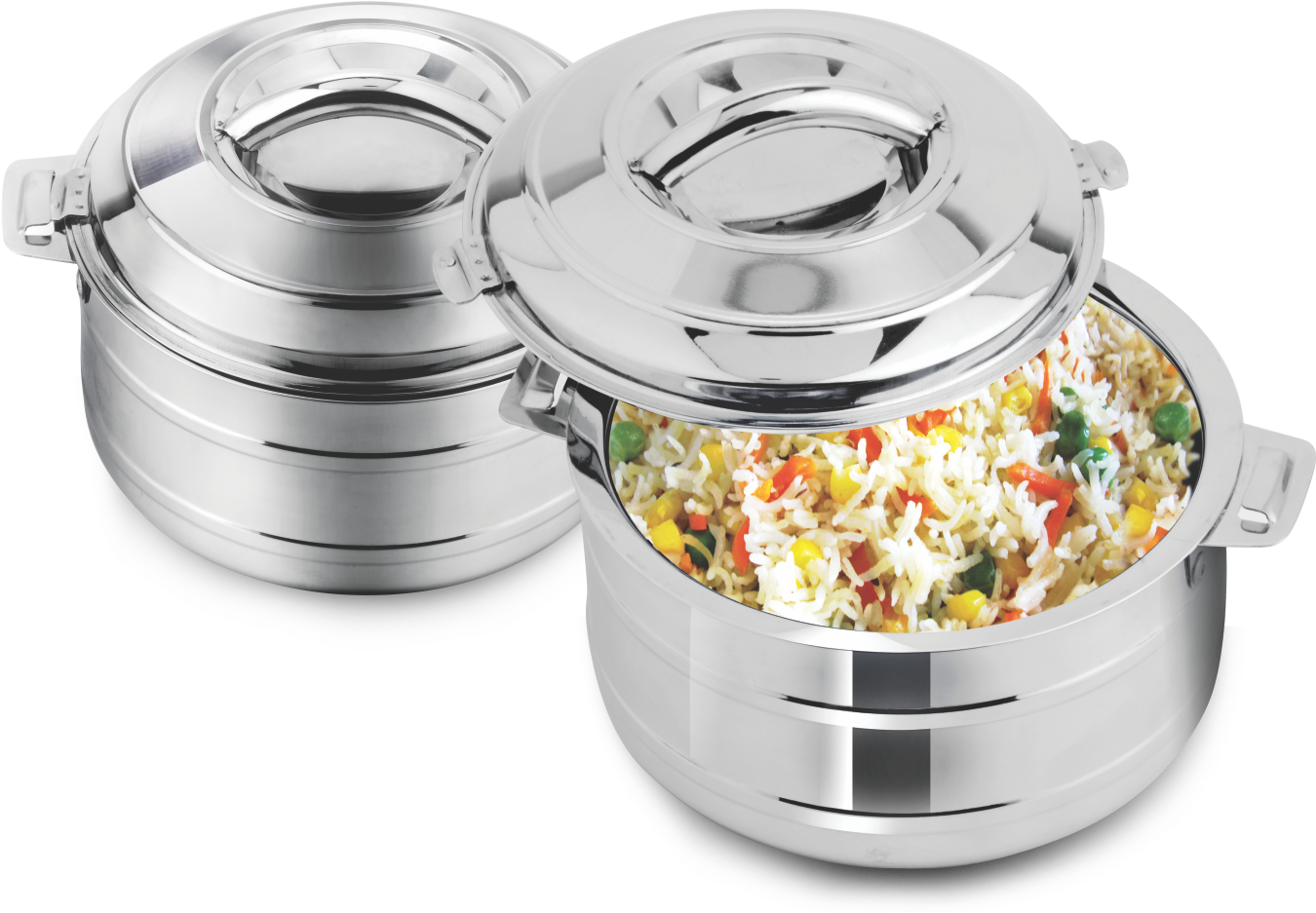 Stainless Steel Dinner Serving Pots PNG
