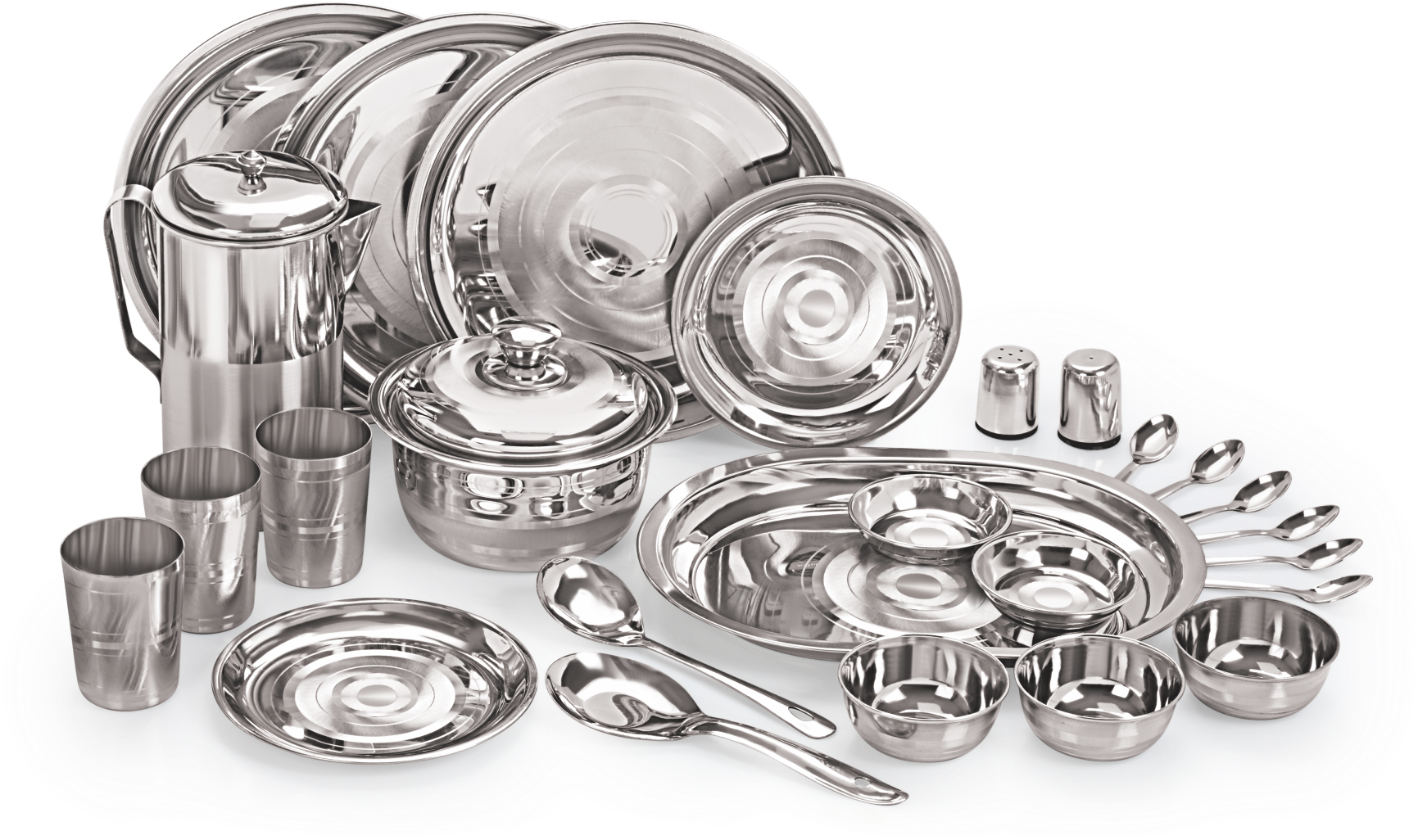 Stainless Steel Dinnerware Set PNG