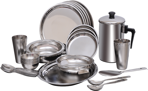 Stainless Steel Dinnerware Set PNG