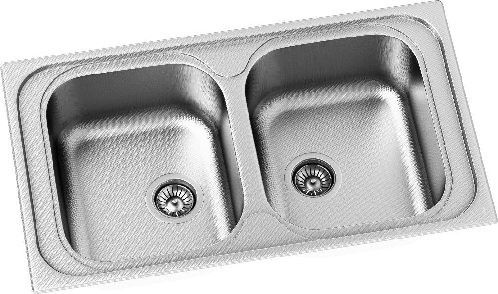Stainless Steel Double Bowl Kitchen Sink PNG