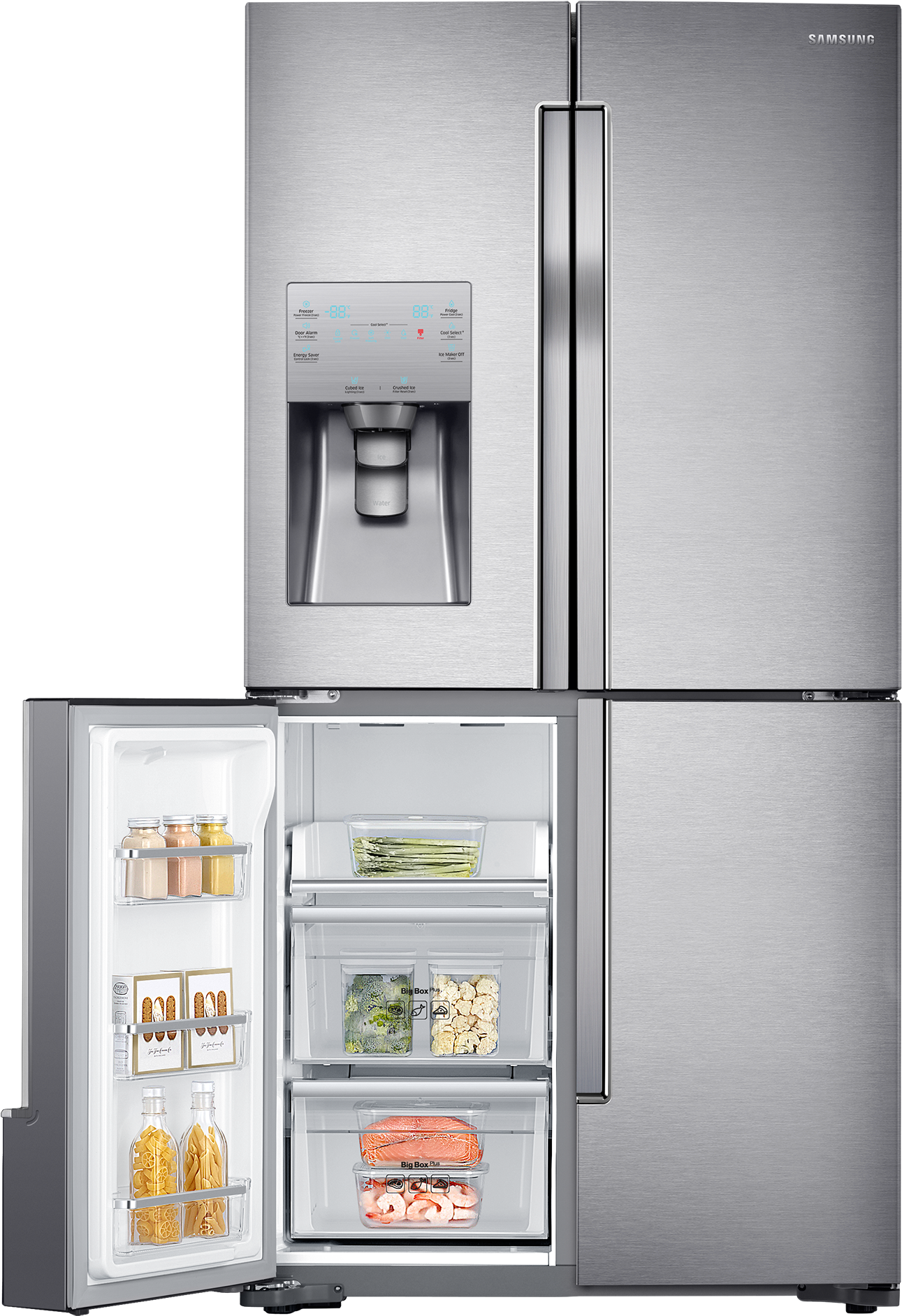 Stainless Steel French Door Refrigerator PNG