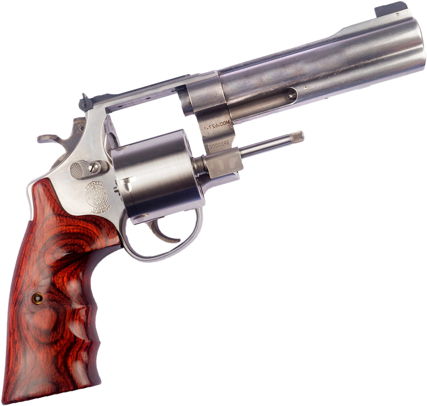 Stainless Steel Revolverwith Wooden Grip PNG