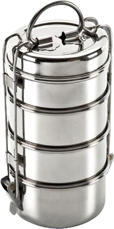 Stainless Steel Tiffin Box Stacked PNG