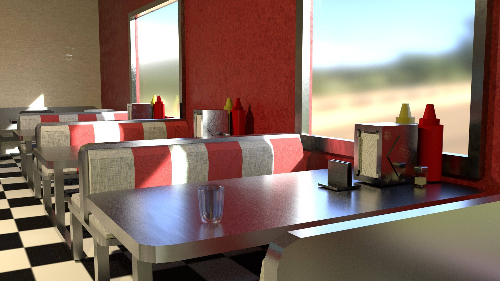Stainless Table 50s Diner Wallpaper