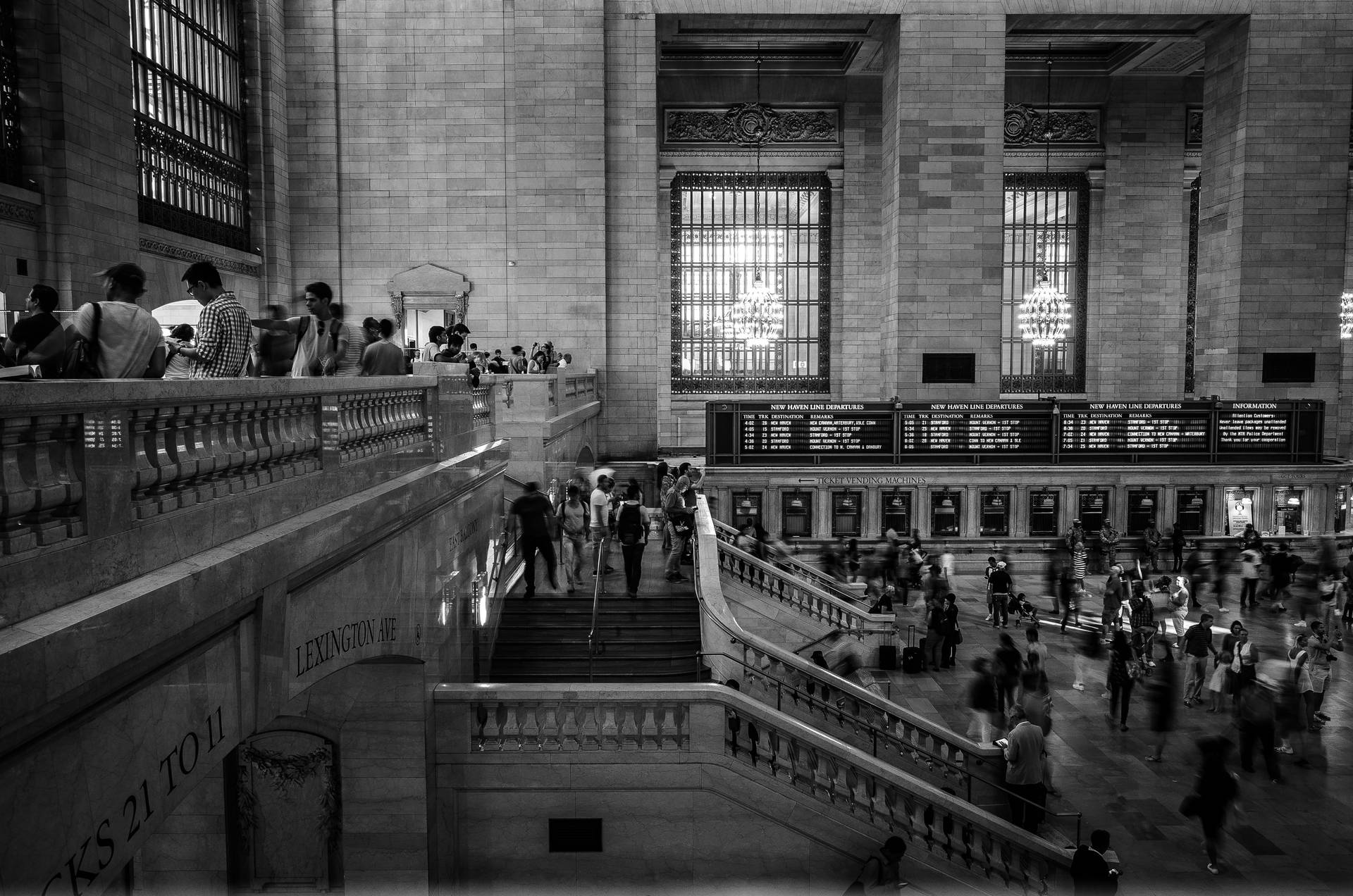 Staircase Inside Grand Central Terminal Background