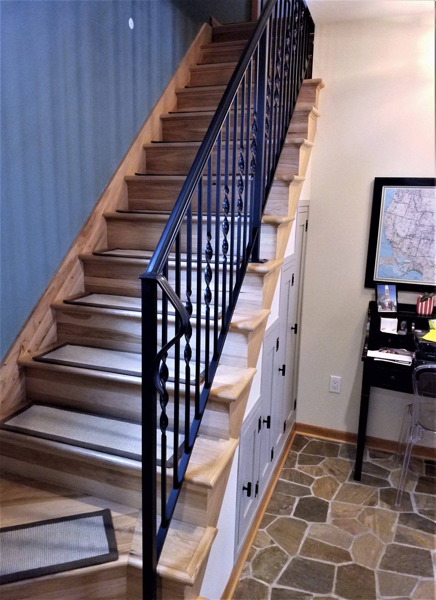 Stairs With Ornamental Iron Railing Wallpaper