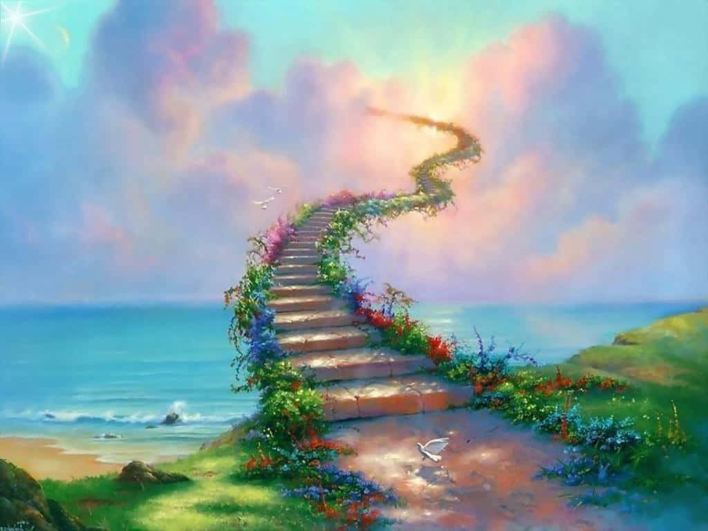 Dietreppe Zum Himmel - Ein Weg, Um Deine Träume Zu Erreichen Wallpaper