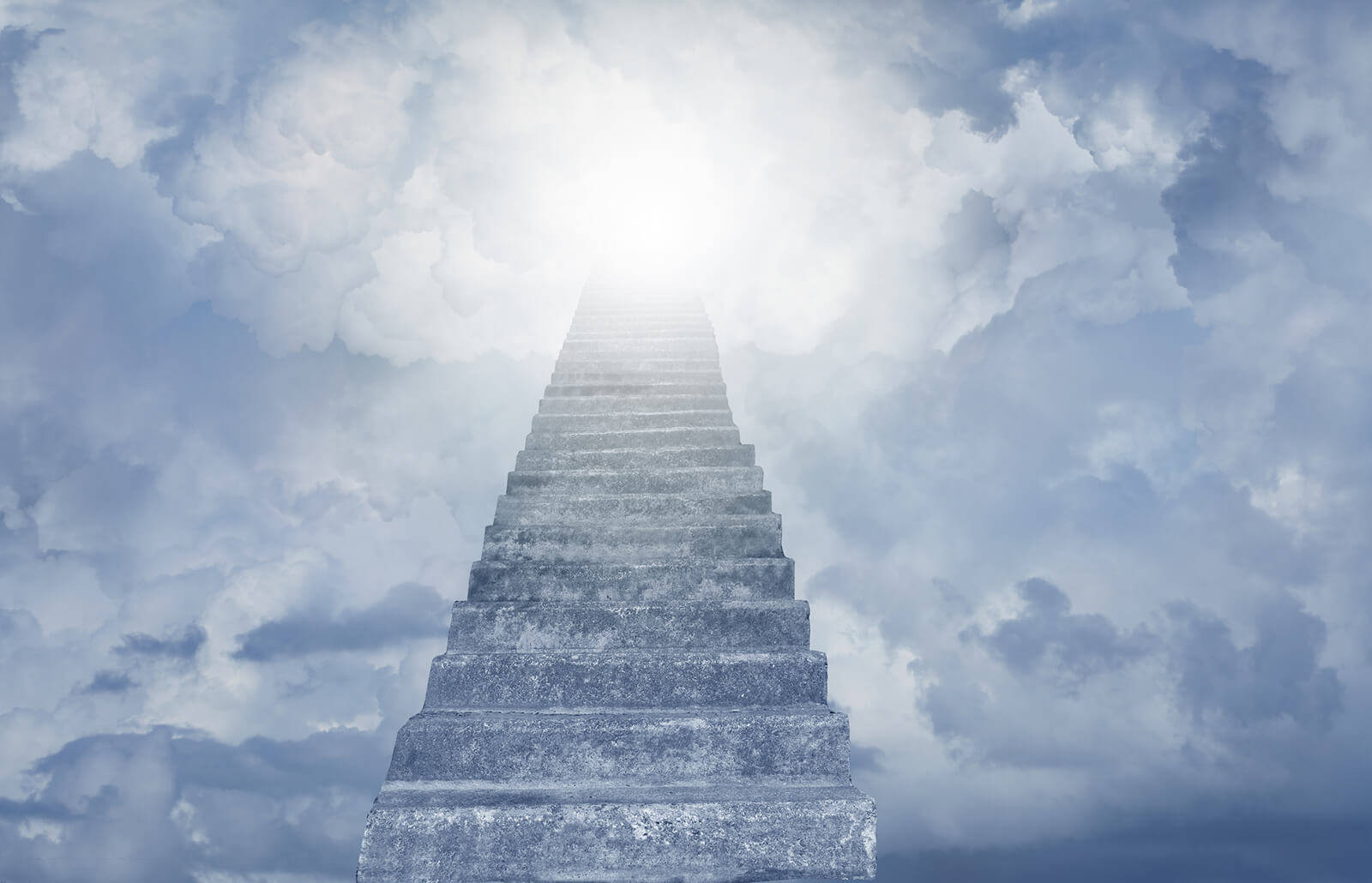 Stairway With Funeral Clouds Wallpaper