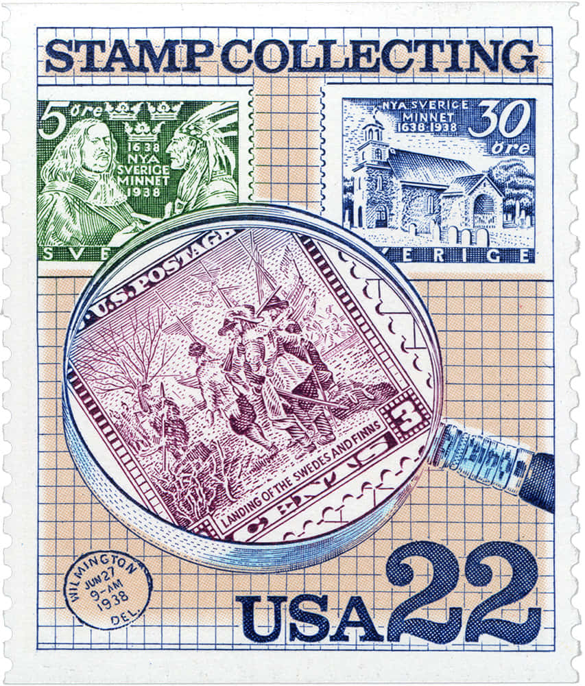 A Stamp Collecting Book With A Magnifying Glass