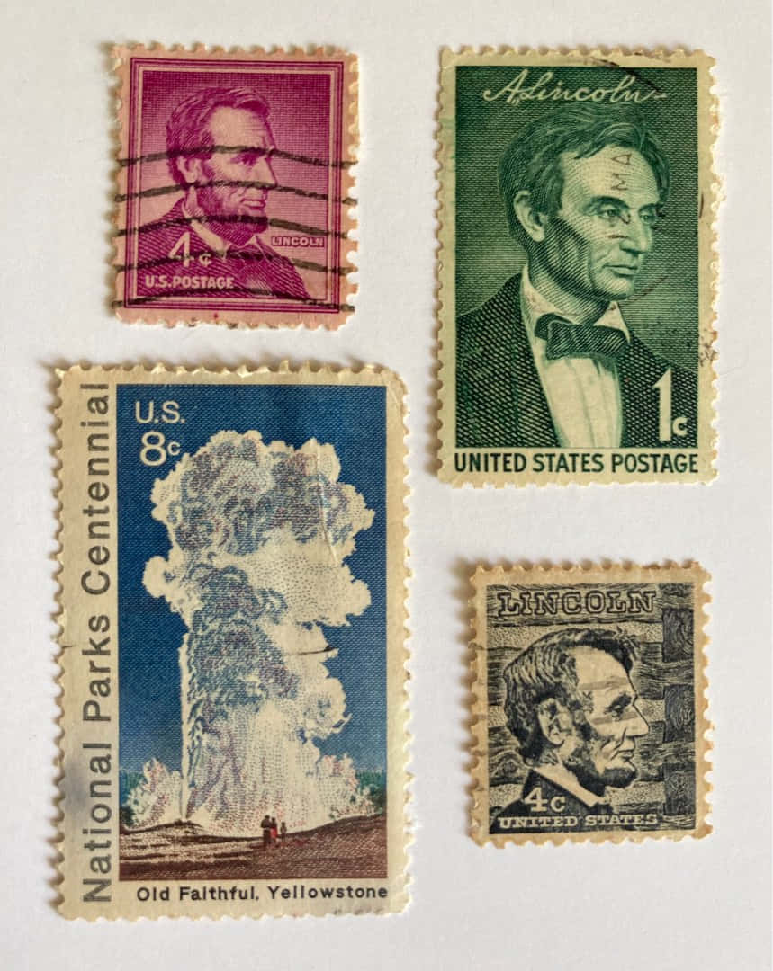 A Collection Of Stamps With Abraham Lincoln And Abraham Lincoln