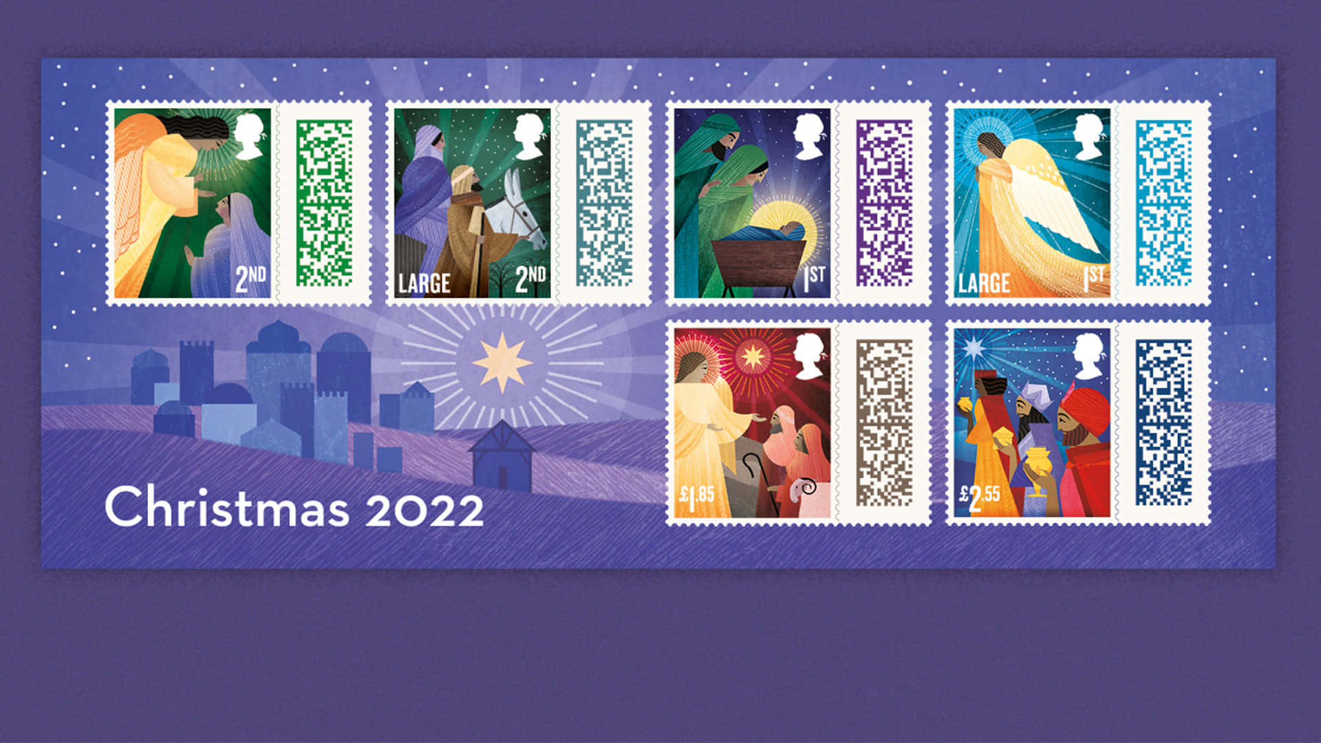 A Christmas Postage Stamp With A Nativity Scene