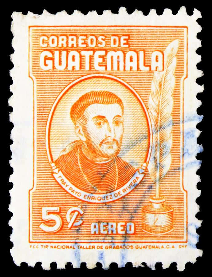 A Stamp With A Portrait Of Guatemala's President
