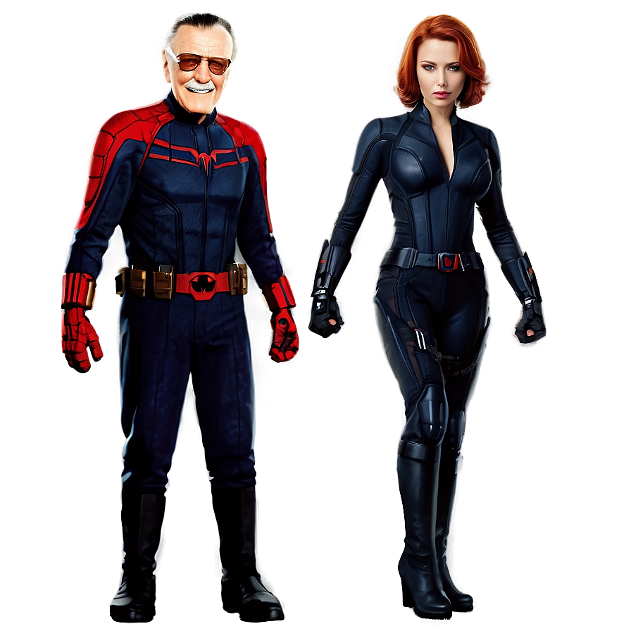 Stan Lee And Black Widow Png 06242024 PNG