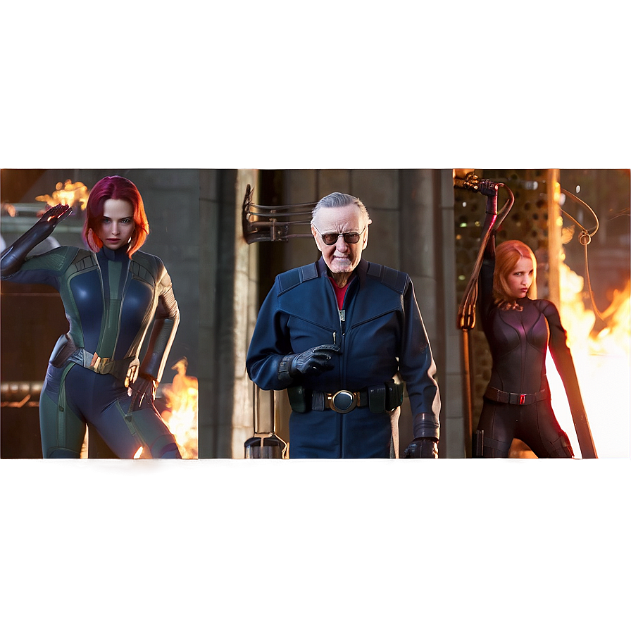 Stan Lee And Black Widow Png Ggg PNG