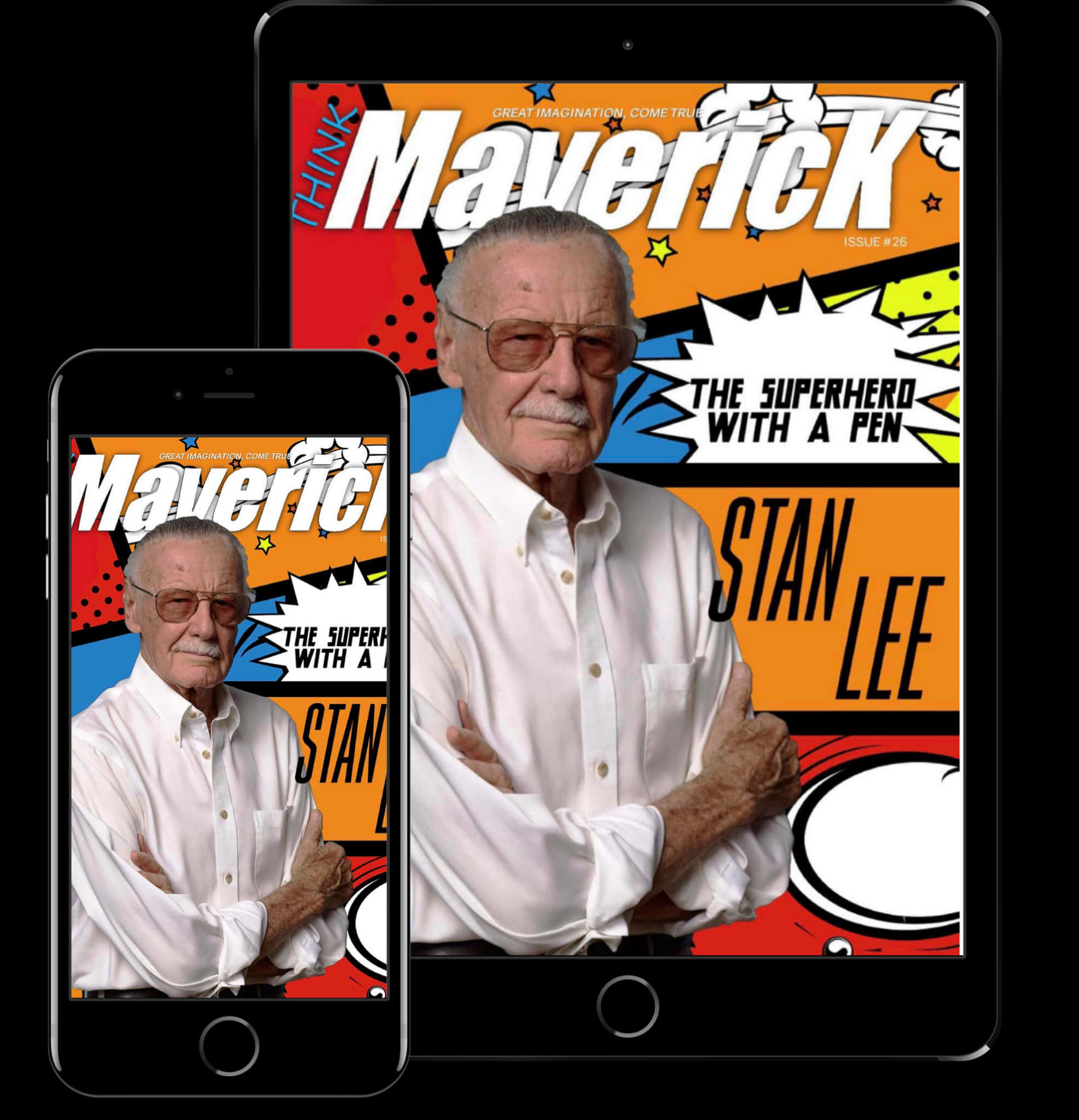 Stan Lee Comic Magazine Cover Mobile Tablet Display PNG