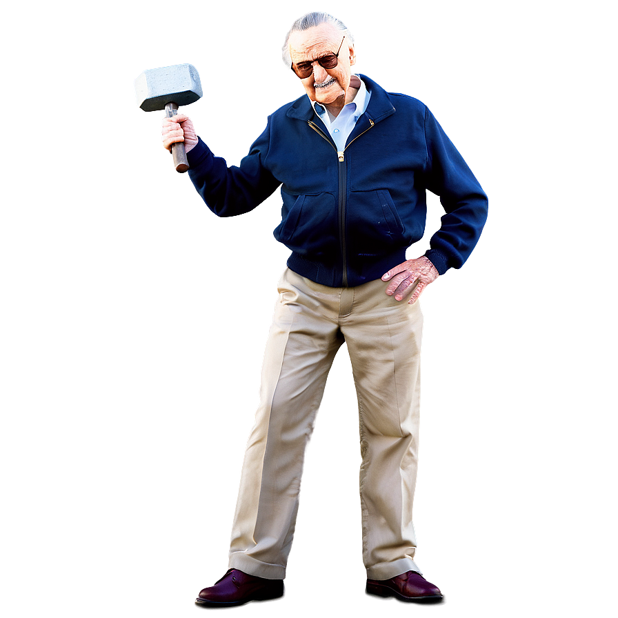 Stan Lee With Thor Hammer Png Vac PNG