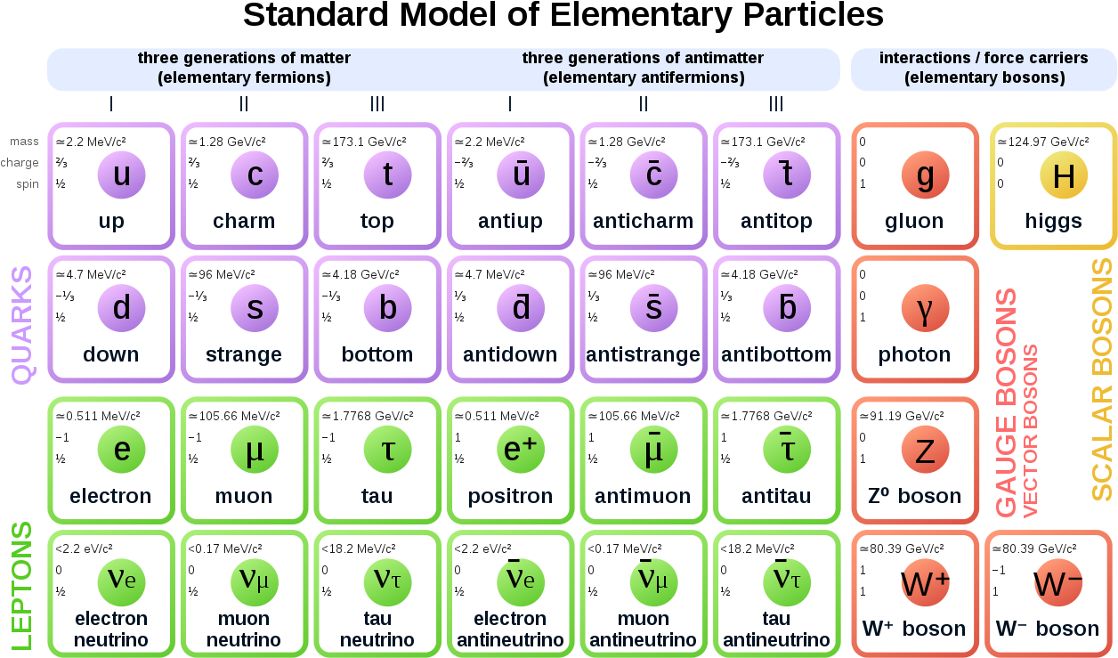 Standard Model Elementary Particles Chart PNG