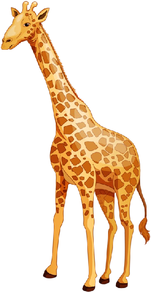 Standing Giraffe Cartoon Illustration PNG
