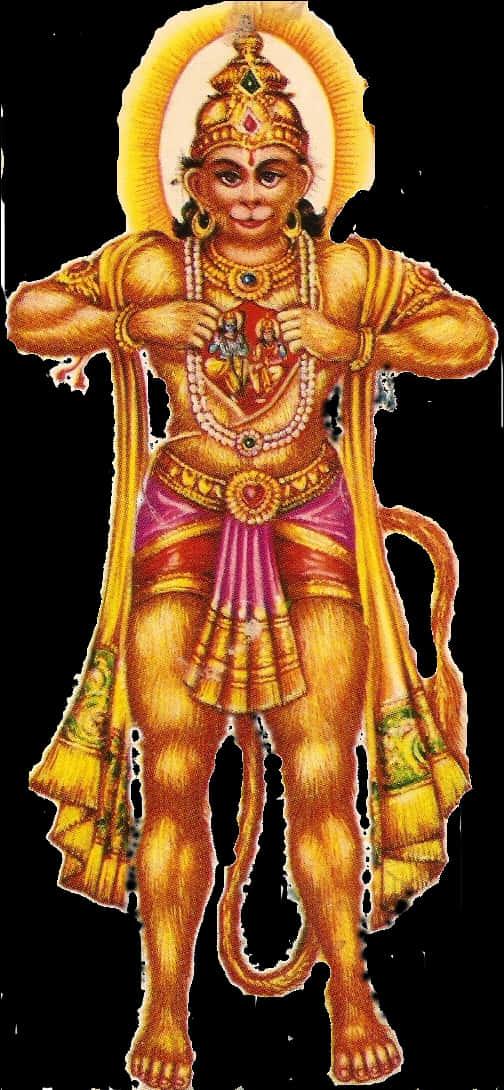Standing Hanuman Traditional Artwork PNG