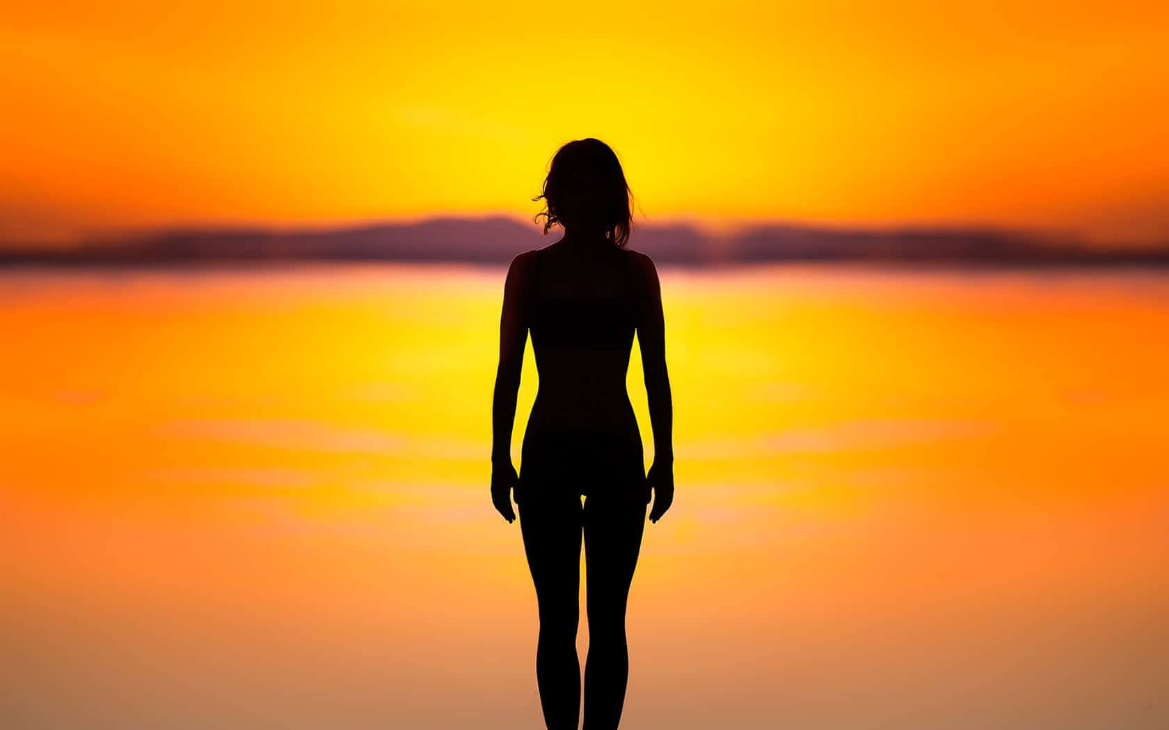 Standing Woman Silhouette Wallpaper