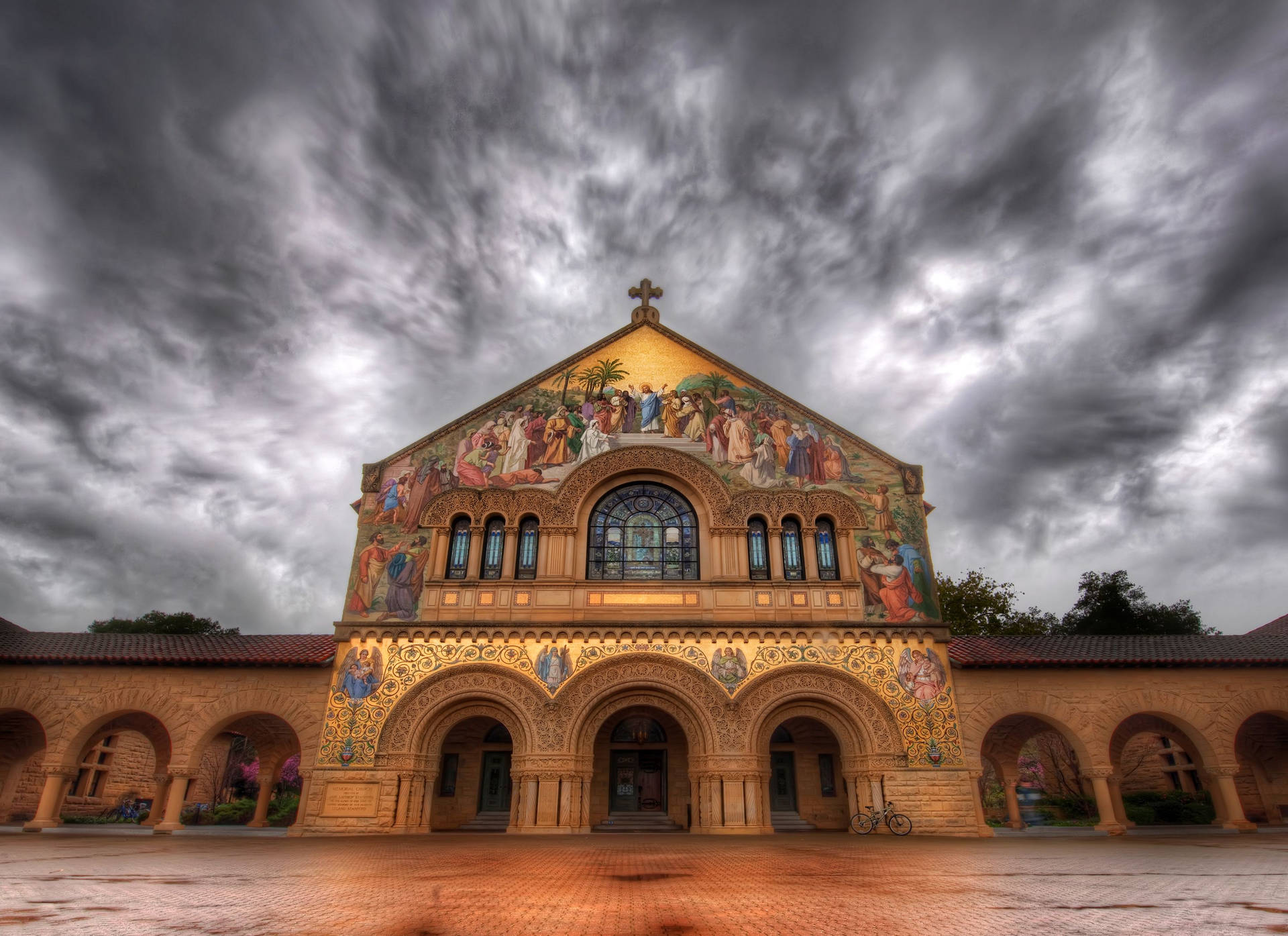 Majestic view of the Stanford University Memorial Church Wallpaper