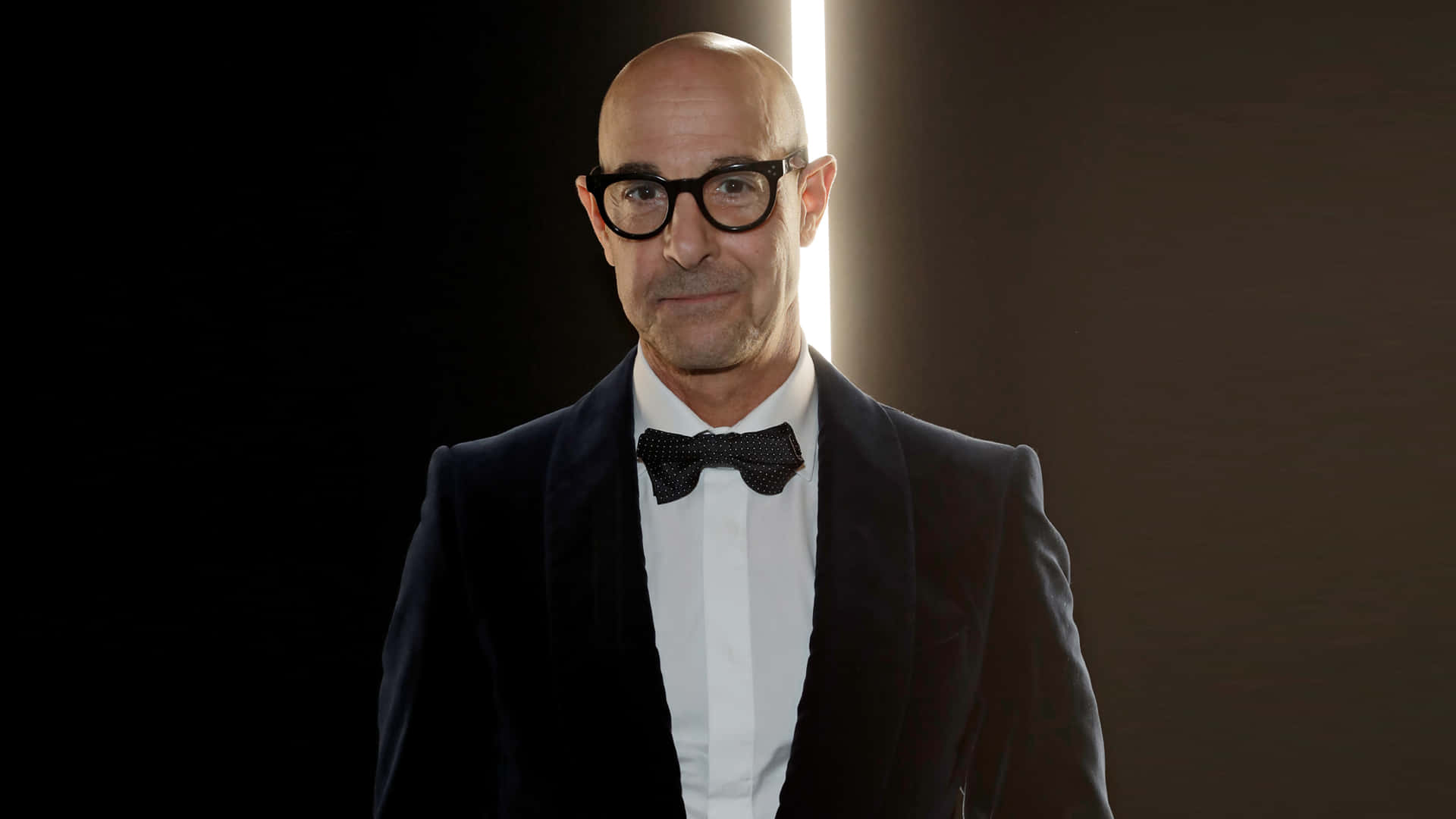 An engaging portrait of Hollywood star Stanley Tucci. Wallpaper